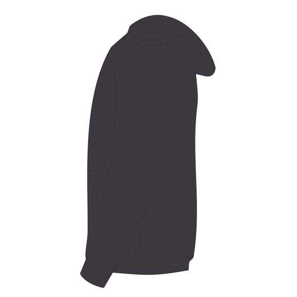 Bella + Canvas Unisex Sponge Fleece Drop Shoulder Hoodie Sweatshirt, Dark Grey, Left Sleeve view