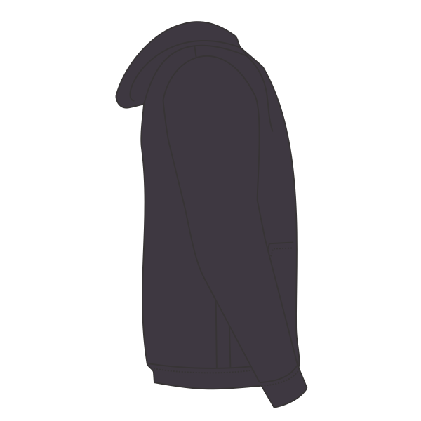 Bella + Canvas Unisex Sponge Fleece Drop Shoulder Hoodie Sweatshirt, Dark Grey, Right Sleeve view