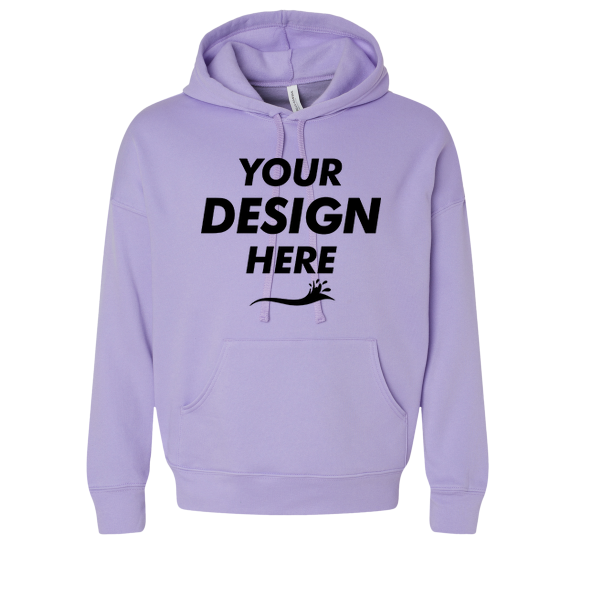 Bella + Canvas Unisex Sponge Fleece Drop Shoulder Hoodie Sweatshirt, Dark Lavender, Front view, Mockup