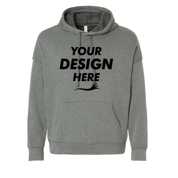 Bella + Canvas Unisex Sponge Fleece Drop Shoulder Hoodie Sweatshirt, Deep Heather, Front view, Mockup