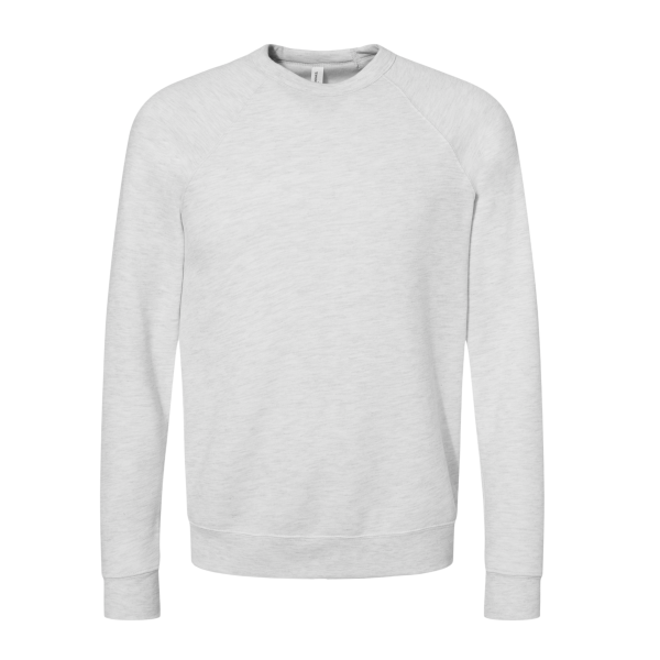 Bella + Canvas Unisex Sponge Fleece Raglan Crewneck Sweatshirt, Ash / Ash, Front view