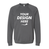 Bella + Canvas Unisex Sponge Fleece Raglan Crewneck Sweatshirt, Asphalt / Asphalt, Front view, Mockup