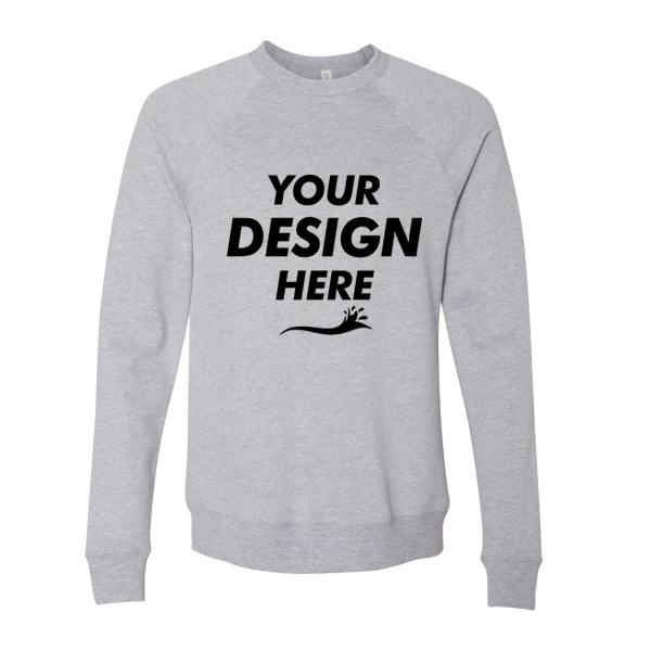 Bella + Canvas Unisex Sponge Fleece Raglan Crewneck Sweatshirt, Athletic Heather / Athletic Heather, Front view, Mockup