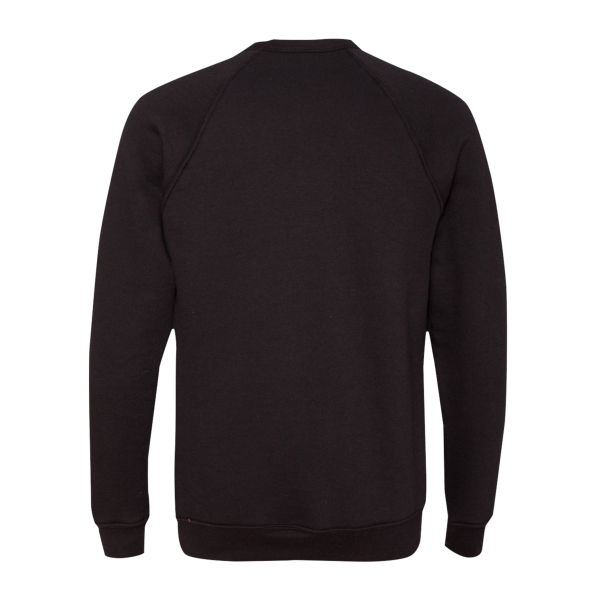 Bella + Canvas Unisex Sponge Fleece Raglan Crewneck Sweatshirt, Black / Black, Back view