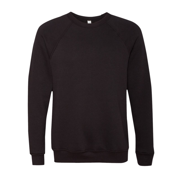 Bella + Canvas Unisex Sponge Fleece Raglan Crewneck Sweatshirt, Black / Black, Front view