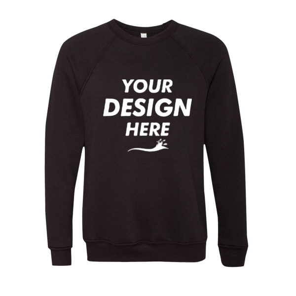 Bella + Canvas Unisex Sponge Fleece Raglan Crewneck Sweatshirt, Black / Black, Front view, Mockup