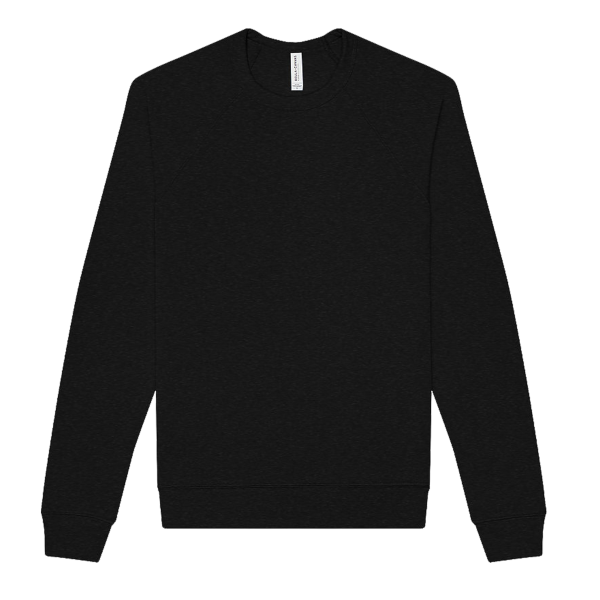 Bella + Canvas Unisex Sponge Fleece Raglan Crewneck Sweatshirt, Black Heather / Black Heather, Front view