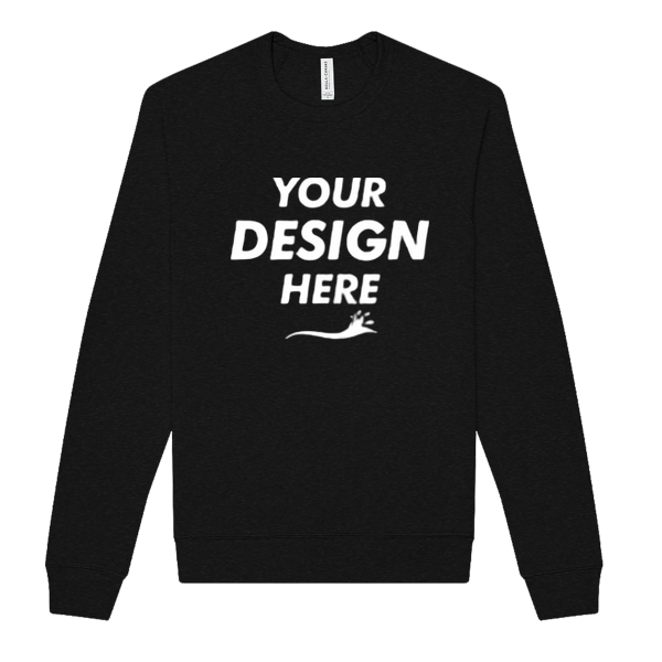 Bella + Canvas Unisex Sponge Fleece Raglan Crewneck Sweatshirt, Black Heather / Black Heather, Front view, Mockup