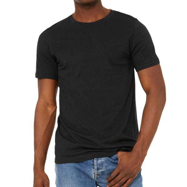 Bella + Canvas Unisex Sueded Tee, Black Heather, Front view