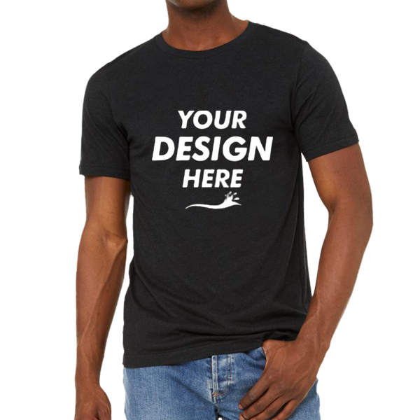 Bella + Canvas Unisex Sueded Tee, Black Heather, Front view, Mockup