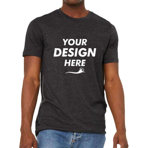 Bella + Canvas Unisex Sueded Tee, Dark Grey Heather, Front view, Mockup