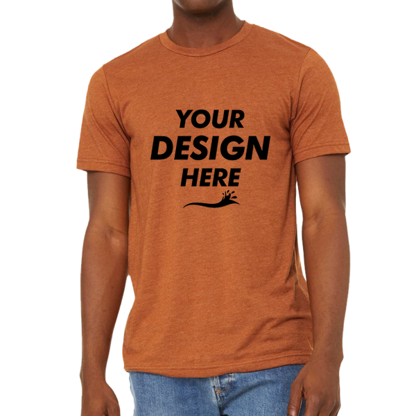 Bella + Canvas Unisex Sueded Tee, Heather Autumn, Front view, Mockup