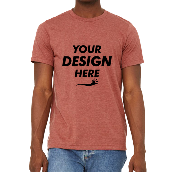 Bella + Canvas Unisex Sueded Tee, Heather Clay, Front view, Mockup