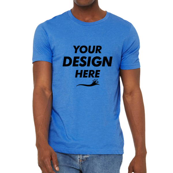 Bella + Canvas Unisex Sueded Tee, Heather Columbia Blue, Front view, Mockup