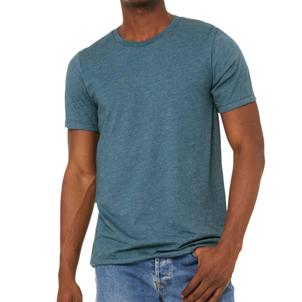 Bella + Canvas Unisex Sueded Tee, Heather Deep Teal, Front view