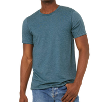 Bella + Canvas Unisex Sueded Tee, Heather Deep Teal, Front view