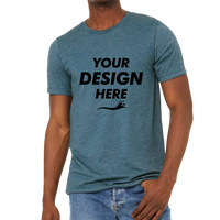Bella + Canvas Unisex Sueded Tee, Heather Deep Teal, Front view, Mockup
