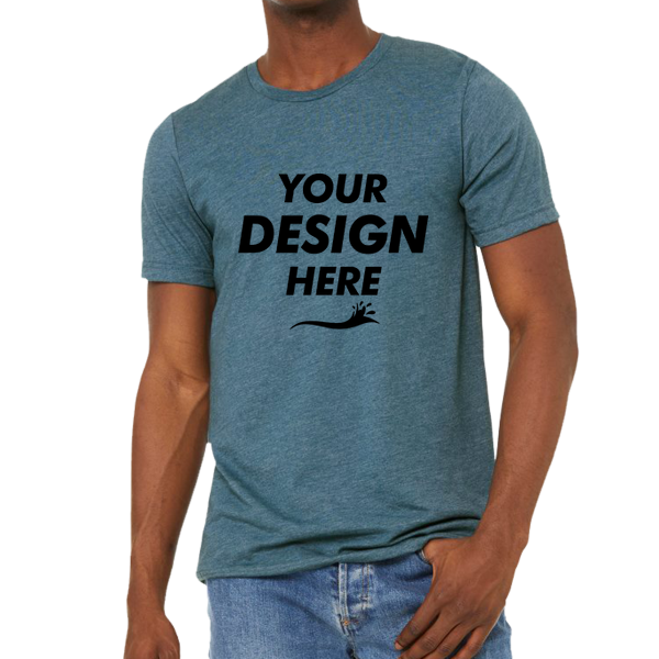 Bella + Canvas Unisex Sueded Tee, Heather Deep Teal, Front view, Mockup