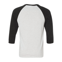 Bella + Canvas Unisex Three-Quarter Sleeve Baseball Tee, White Fleck / Charcoal Triblend, Back view