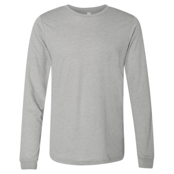 Bella + Canvas Unisex Triblend Long Sleeve Tee, Athletic Grey Triblend, Front view