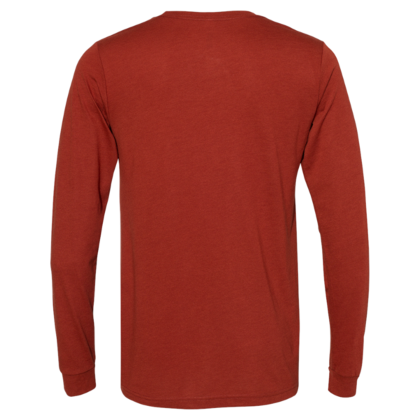 Bella + Canvas Unisex Triblend Long Sleeve Tee, Brick Triblend, Back view