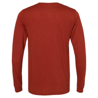 Bella + Canvas Unisex Triblend Long Sleeve Tee, Brick Triblend, Back view
