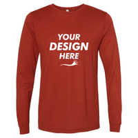 Bella + Canvas Unisex Triblend Long Sleeve Tee, Brick Triblend, Front view, Mockup