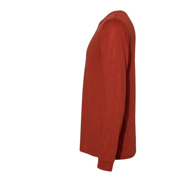 Bella + Canvas Unisex Triblend Long Sleeve Tee, Brick Triblend, Left Sleeve view