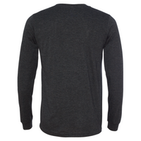 Bella + Canvas Unisex Triblend Long Sleeve Tee, Charcoal Black Triblend, Back view