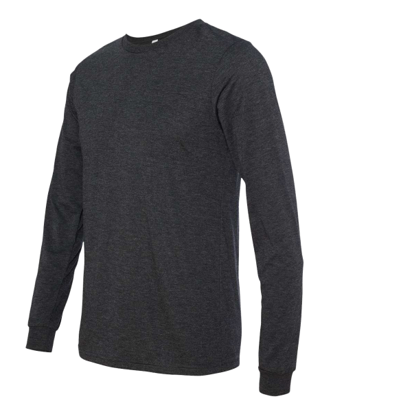 Bella + Canvas Unisex Triblend Long Sleeve Tee, Charcoal Black Triblend, Left Sleeve view