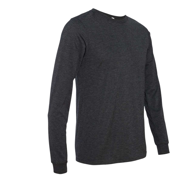 Bella + Canvas Unisex Triblend Long Sleeve Tee, Charcoal Black Triblend, Right Sleeve view