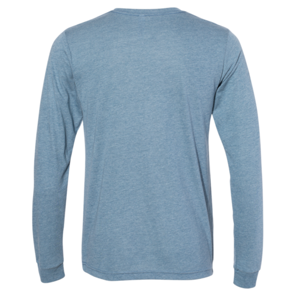 Bella + Canvas Unisex Triblend Long Sleeve Tee, Denim Triblend, Back view