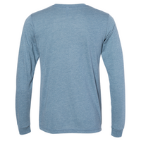 Bella + Canvas Unisex Triblend Long Sleeve Tee, Denim Triblend, Back view