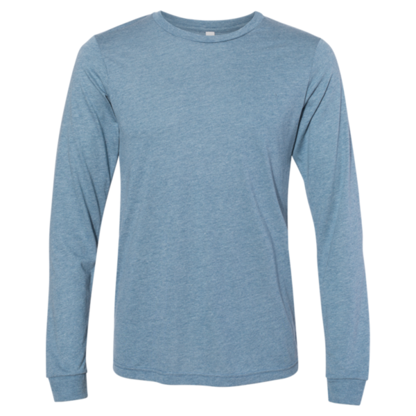 Bella + Canvas Unisex Triblend Long Sleeve Tee, Denim Triblend, Front view