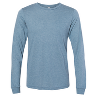 Bella + Canvas Unisex Triblend Long Sleeve Tee, Denim Triblend, Front view