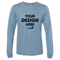 Bella + Canvas Unisex Triblend Long Sleeve Tee, Denim Triblend, Front view, Mockup