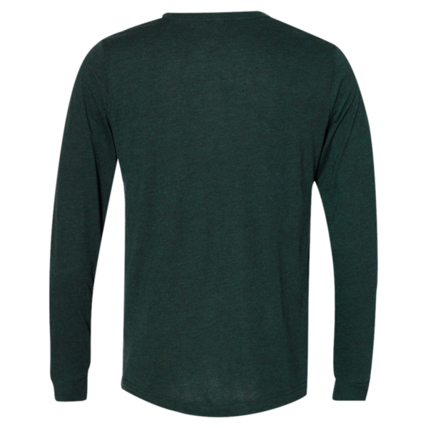 Bella + Canvas Unisex Triblend Long Sleeve Tee, Emerald Triblend, Back view