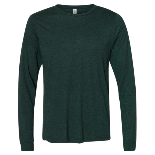 Bella + Canvas Unisex Triblend Long Sleeve Tee, Emerald Triblend, Front view