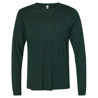 Bella + Canvas Unisex Triblend Long Sleeve Tee, Emerald Triblend, Front view