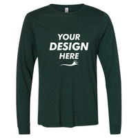 Bella + Canvas Unisex Triblend Long Sleeve Tee, Emerald Triblend, Front view, Mockup