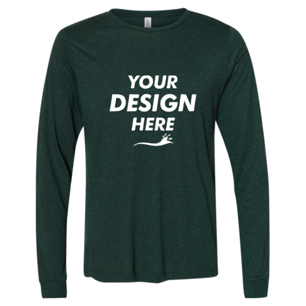 Bella + Canvas Unisex Triblend Long Sleeve Tee, Emerald Triblend, Front view, Mockup