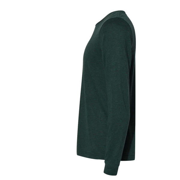Bella + Canvas Unisex Triblend Long Sleeve Tee, Emerald Triblend, Left Sleeve view