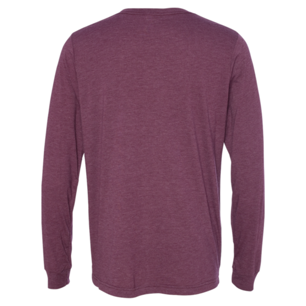 Bella + Canvas Unisex Triblend Long Sleeve Tee, Maroon Triblend, Back view