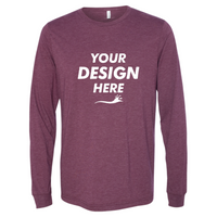 Bella + Canvas Unisex Triblend Long Sleeve Tee, Maroon Triblend, Front view, Mockup