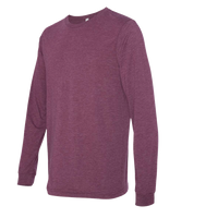 Bella + Canvas Unisex Triblend Long Sleeve Tee, Maroon Triblend, Left Sleeve view