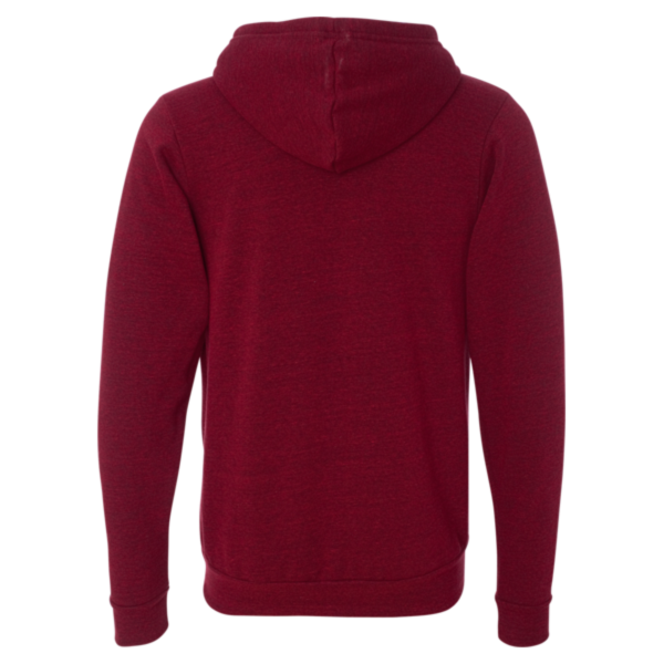 Bella + Canvas Unisex Triblend Sponge Fleece Full-Zip Hoodie Sweatshirt, Cardinal Triblend, Back view