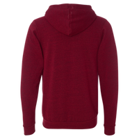 Bella + Canvas Unisex Triblend Sponge Fleece Full-Zip Hoodie Sweatshirt, Cardinal Triblend, Back view