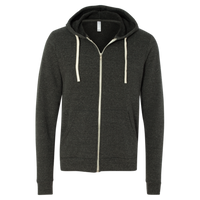 Bella + Canvas Unisex Triblend Sponge Fleece Full-Zip Hoodie Sweatshirt, Charcoal Black Triblend, Front view