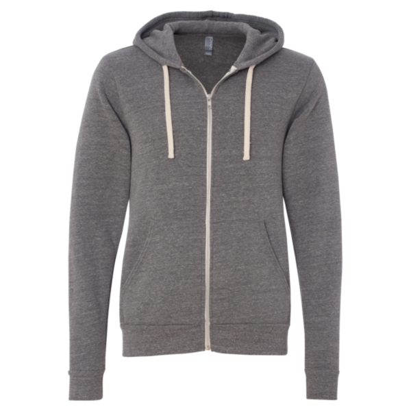 Bella + Canvas Unisex Triblend Sponge Fleece Full-Zip Hoodie Sweatshirt, Grey Triblend, Front view