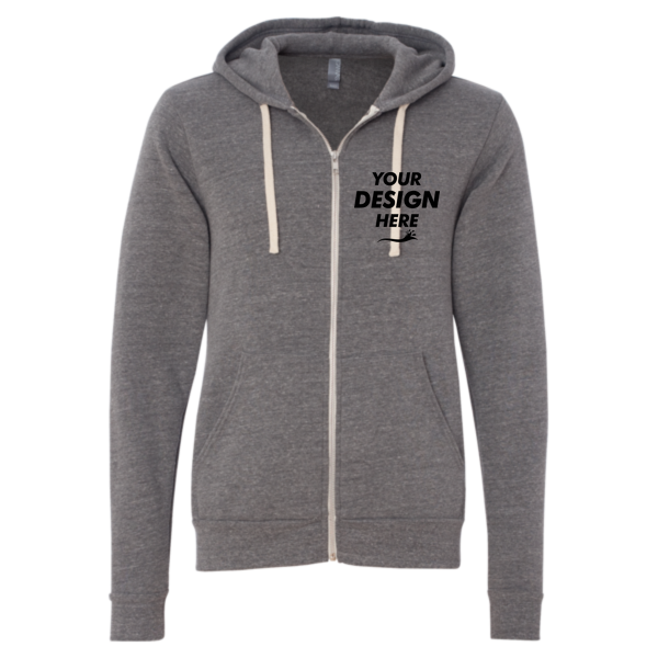 Bella + Canvas Unisex Triblend Sponge Fleece Full-Zip Hoodie Sweatshirt, Grey Triblend, Front view, Mockup